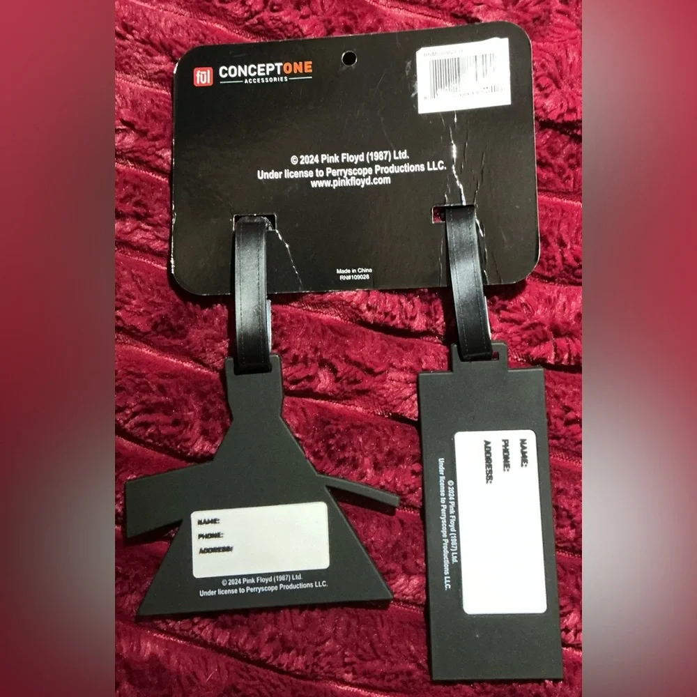🌈Pink Floyd Black Luggage ID Tags with White Panels